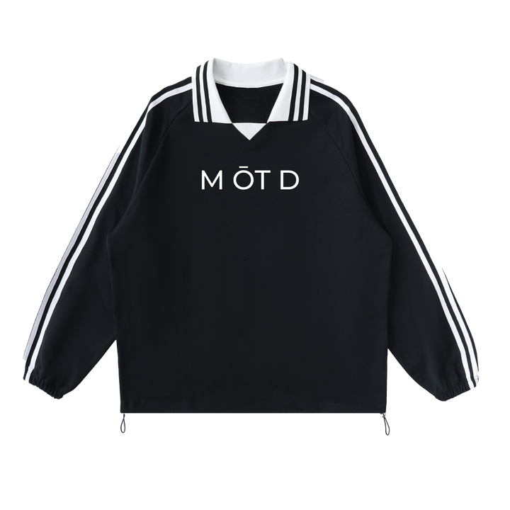 M ŌT D™ Striped Lapel Collar Sweatshirt