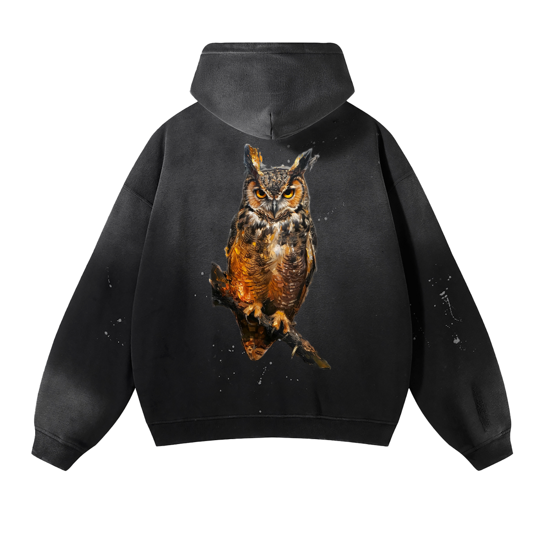 M ŌT D™ Vintage Washed Frayed Fleece Hoodie