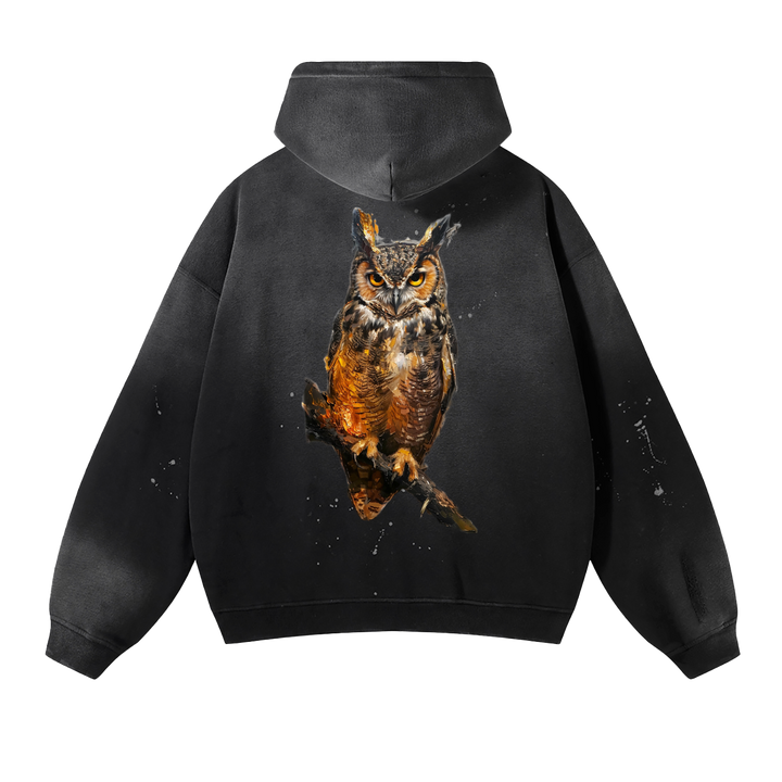 M ŌT D™ Vintage Washed Frayed Fleece Hoodie