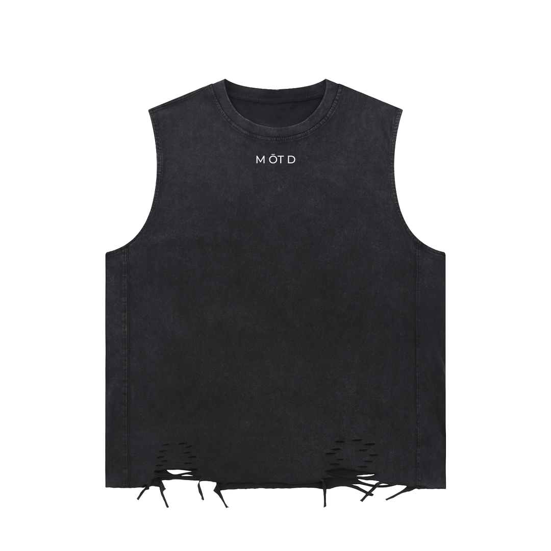 M ŌT D™ Snow Washed Raw Hem Tank Top