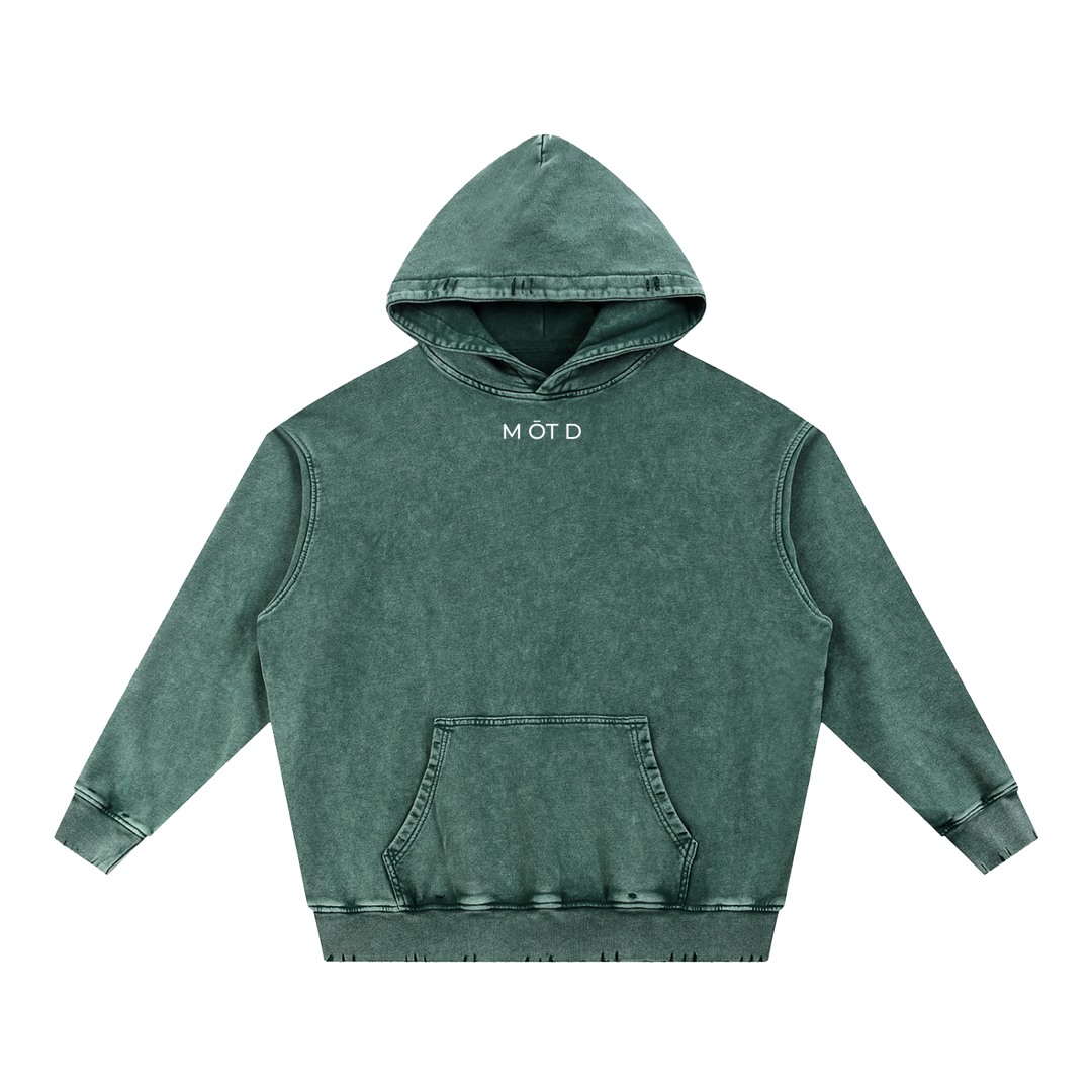M ŌT D™ Snow Wash Hand-Frayed Heavyweight  Hoodie