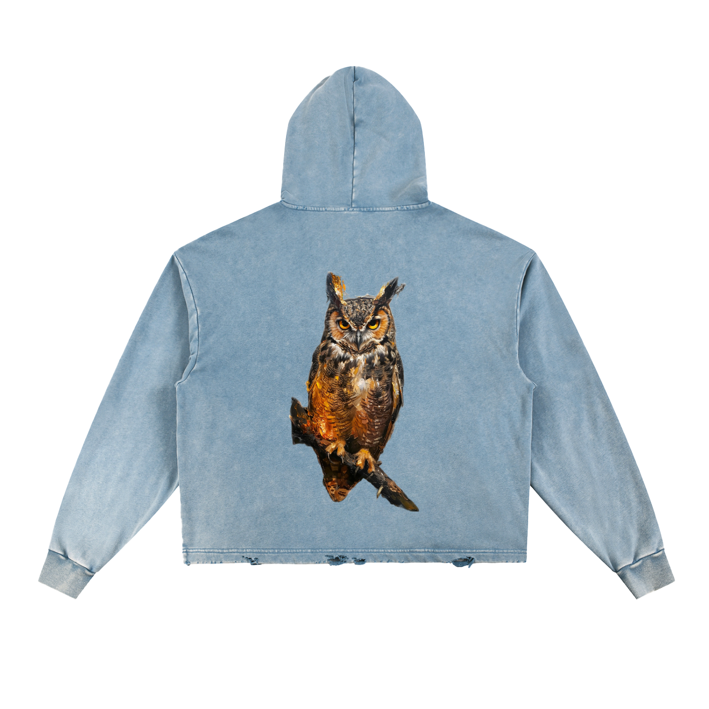M ŌT D™ Vintage Washed Frayed-Hem Hoodie