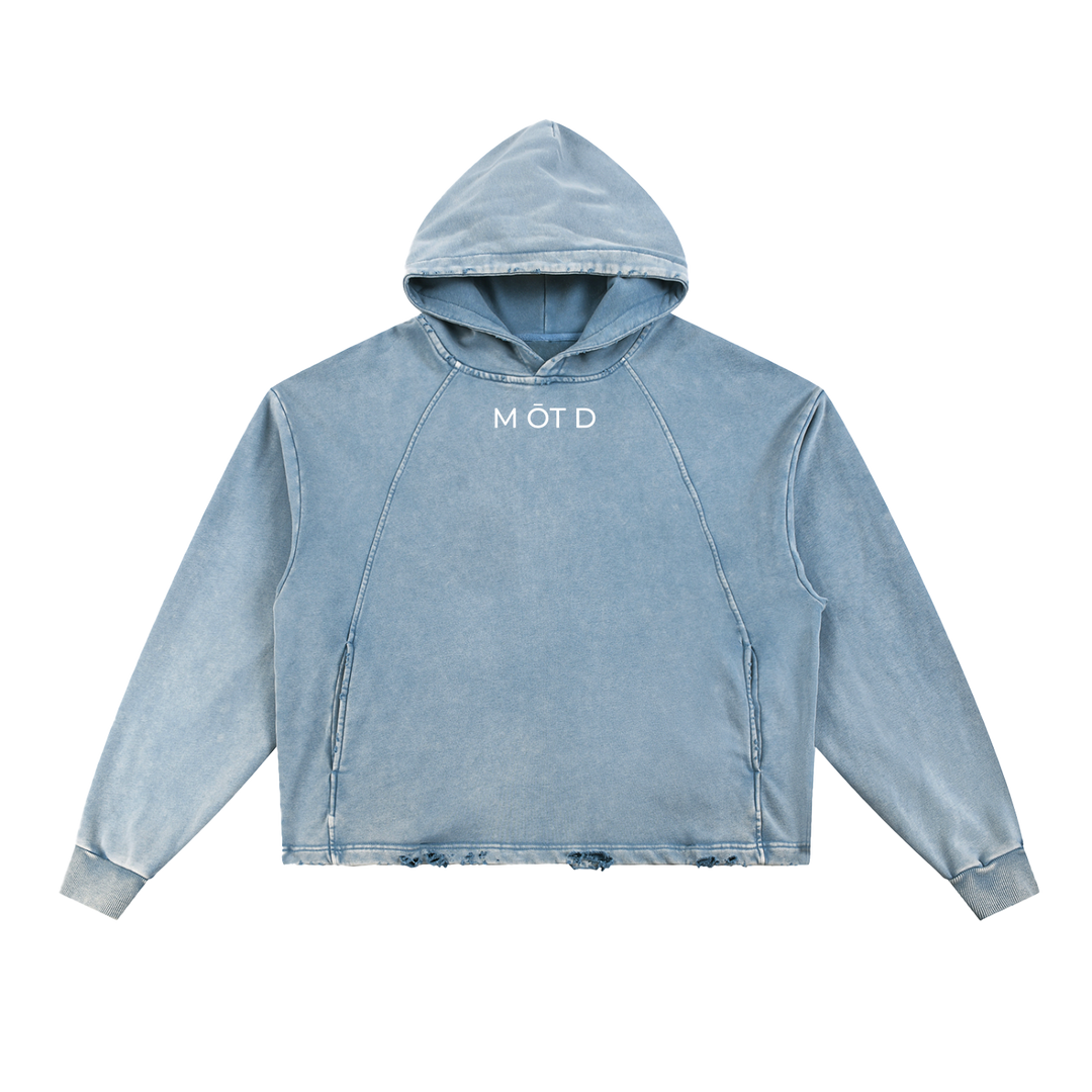 M ŌT D™ Vintage Washed Frayed-Hem Hoodie