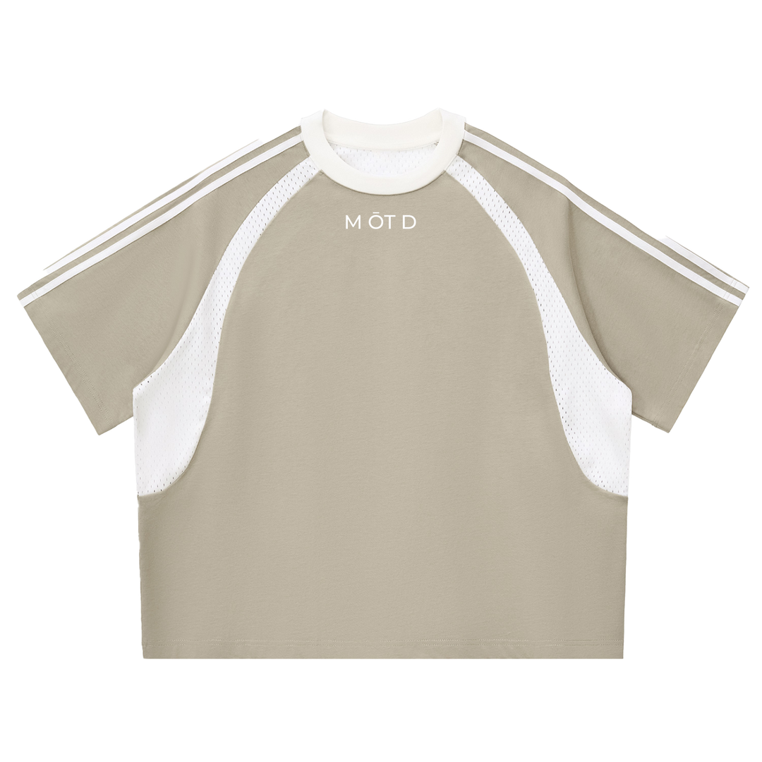 M ŌT D™ Contrast Stripes Panel Mesh Tee