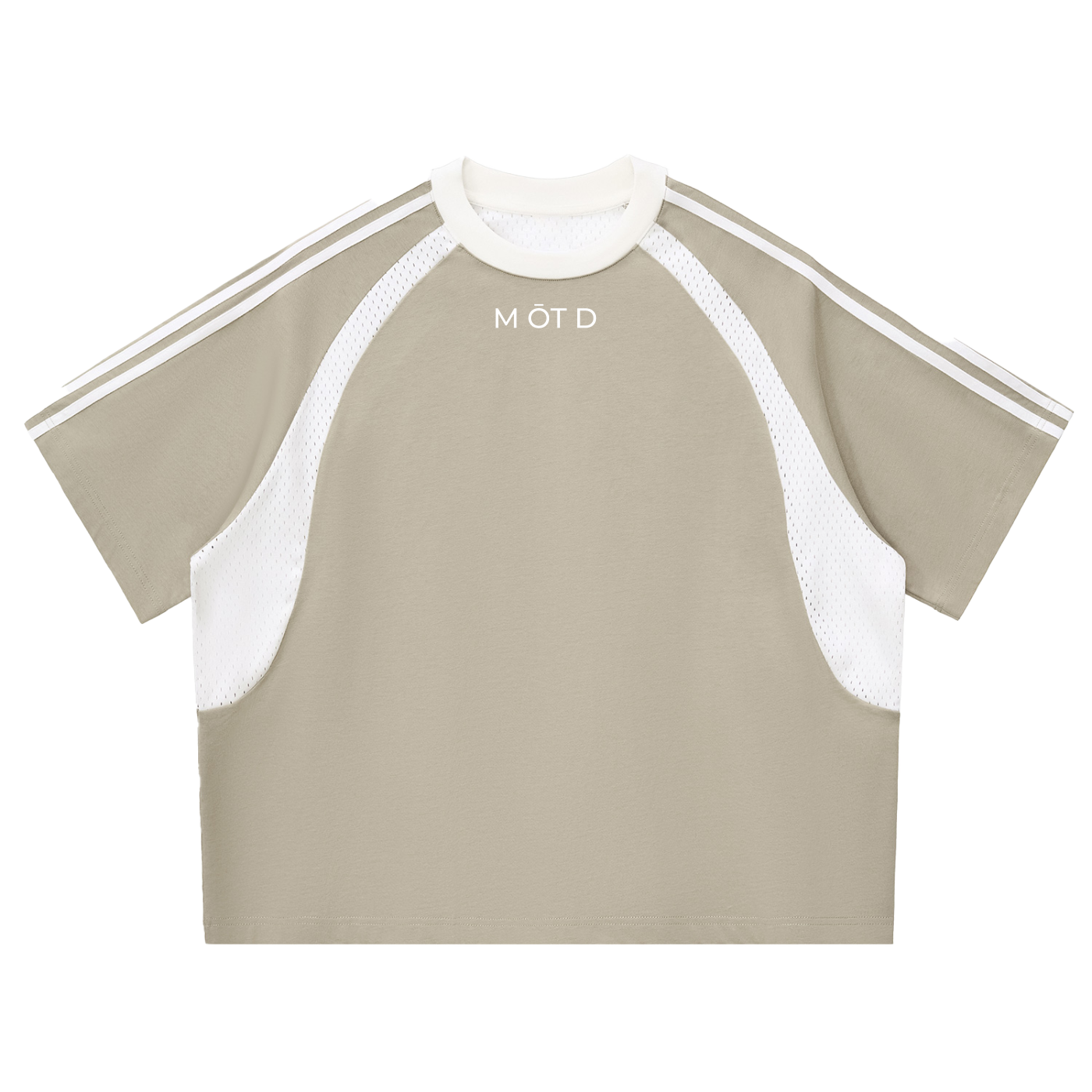 M ŌT D™ Contrast Stripes Panel Mesh Tee