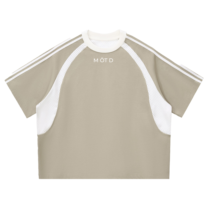 M ŌT D™ Contrast Stripes Panel Mesh Tee