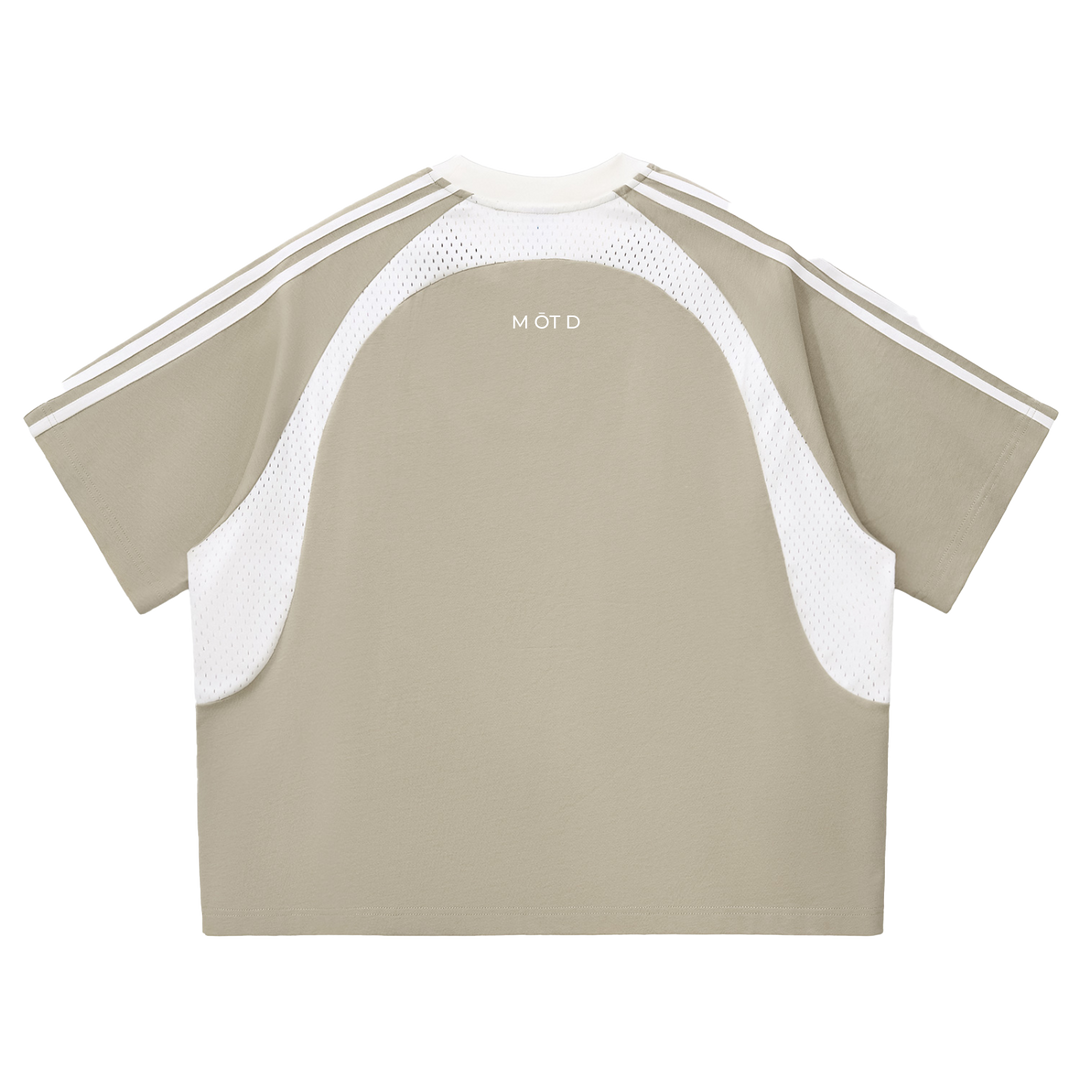 M ŌT D™ Contrast Stripes Panel Mesh Tee