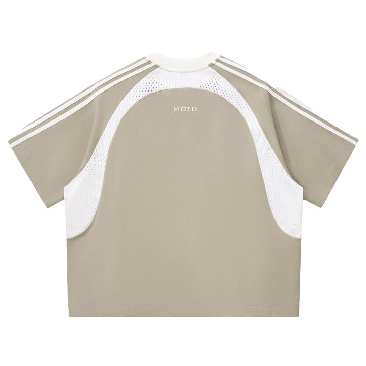 M ŌT D™ Contrast Stripes Panel Mesh Tee